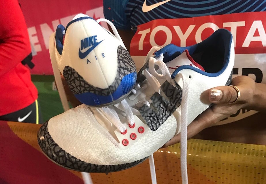 Kori Carter Air Jordan 3 True Blue Spikes