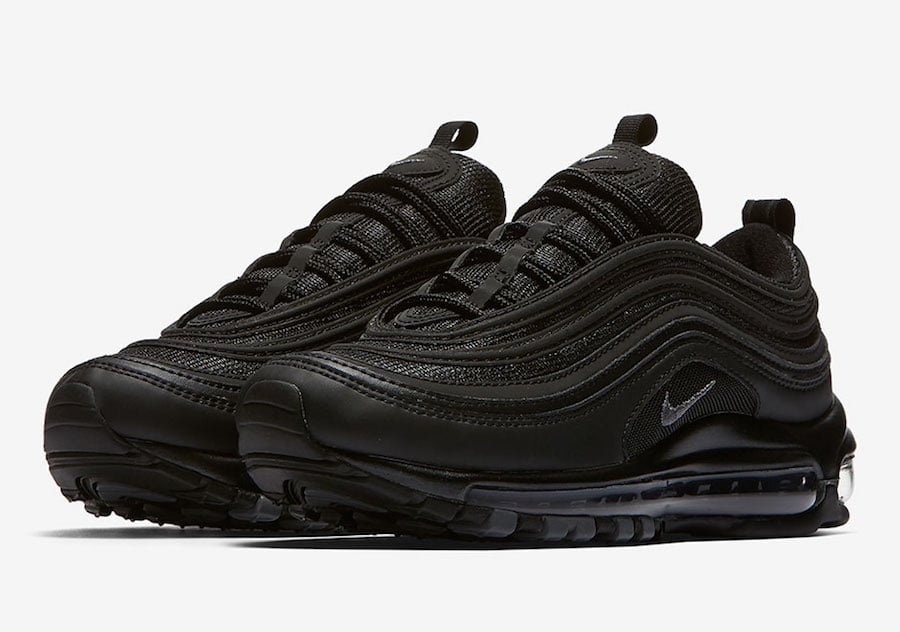 nike air max 97 premium trainers in black cracked leather