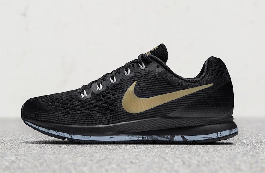 nike air pegasus black and gold