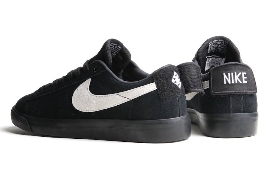 Nike SB Blazer Low GT in Black Features Removable Velcro Patches