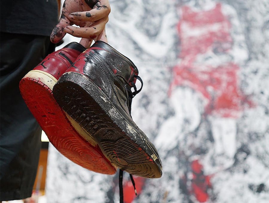 Artist Uses the Air Jordan 1 as a Paintbrush for a Michael Jordan Painting