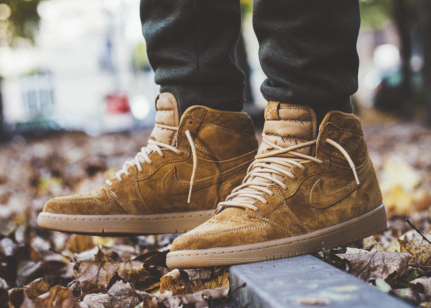 air jordan 1 wheat on feet