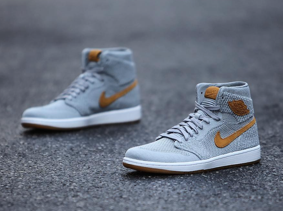 Air Jordan 1 Flyknit Wolf Grey Golden Harvest Gum