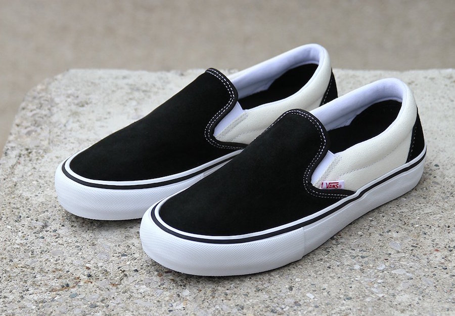 black and white vans slip in