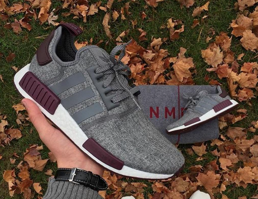 grey and maroon nmd