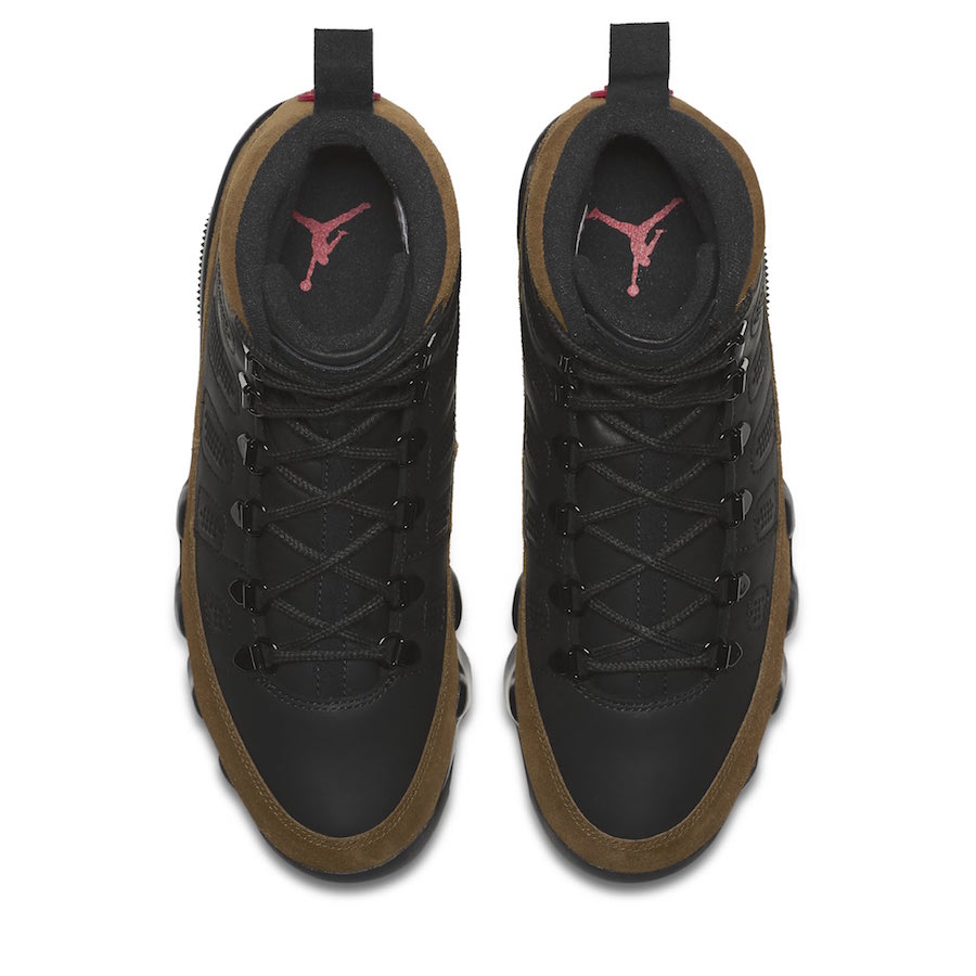 Air Jordan 9 Boot NRG Black True Red Light Olive AO4690-012