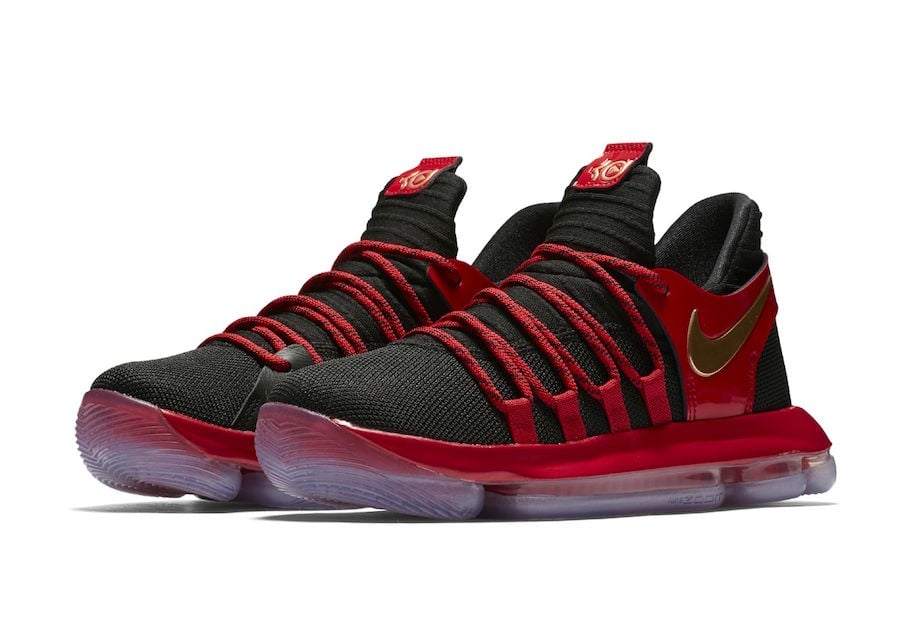 Nike KD 10 in Black, Gold and Red Releasing for Kids
