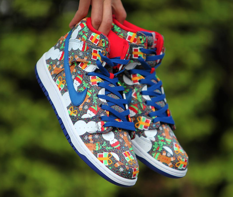 nike sb dunk high ugly christmas sweater