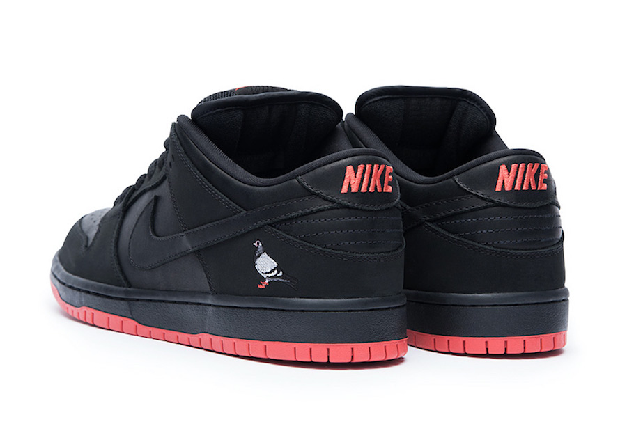 sb dunk low black pigeon