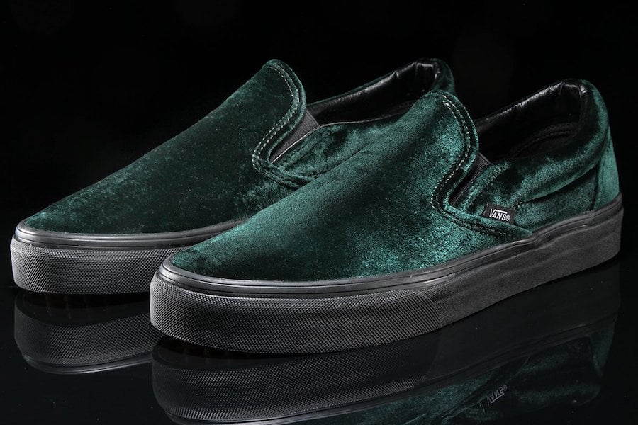 vans classic slip on green velvet sneaker