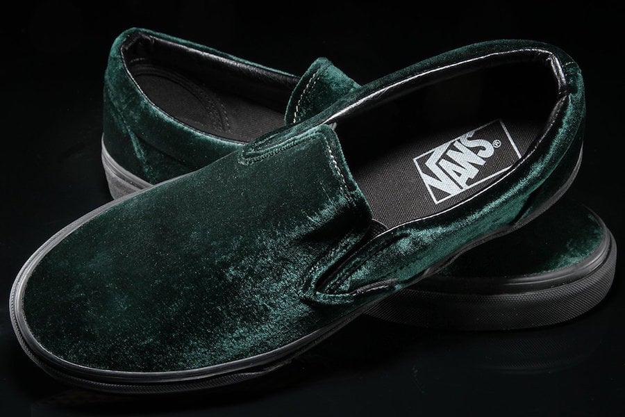 vans classic slip on green velvet sneaker