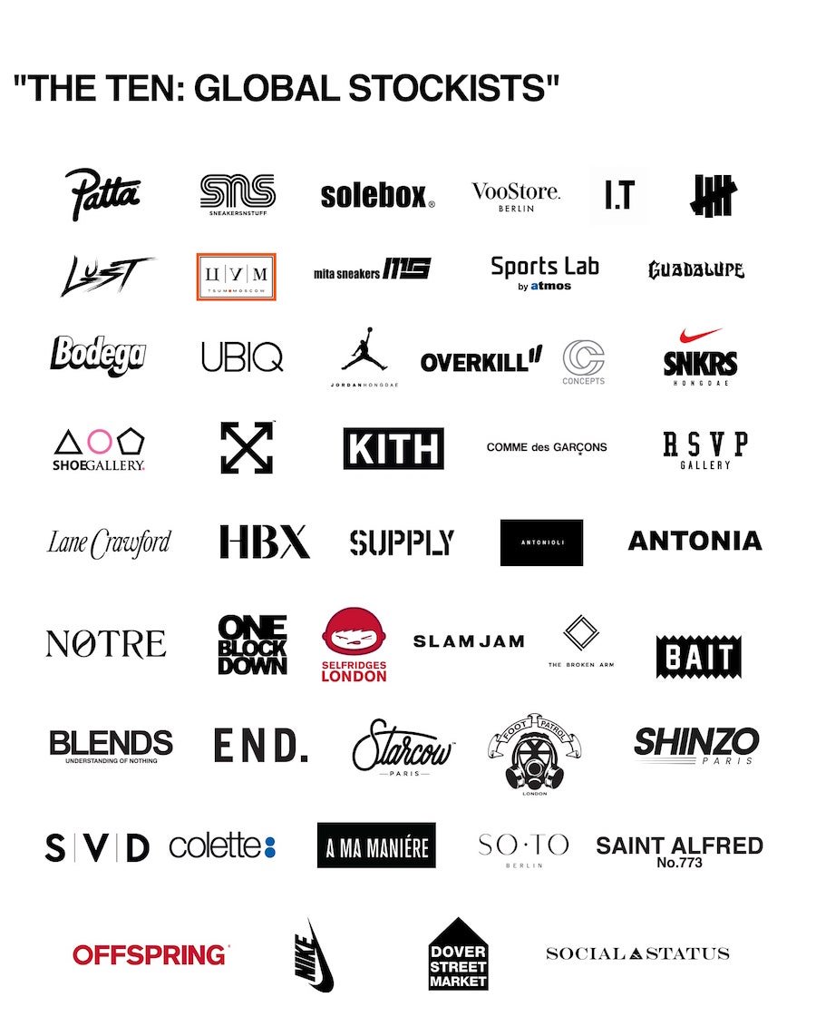 Virgil Abloh Nike The Ten Store Listings