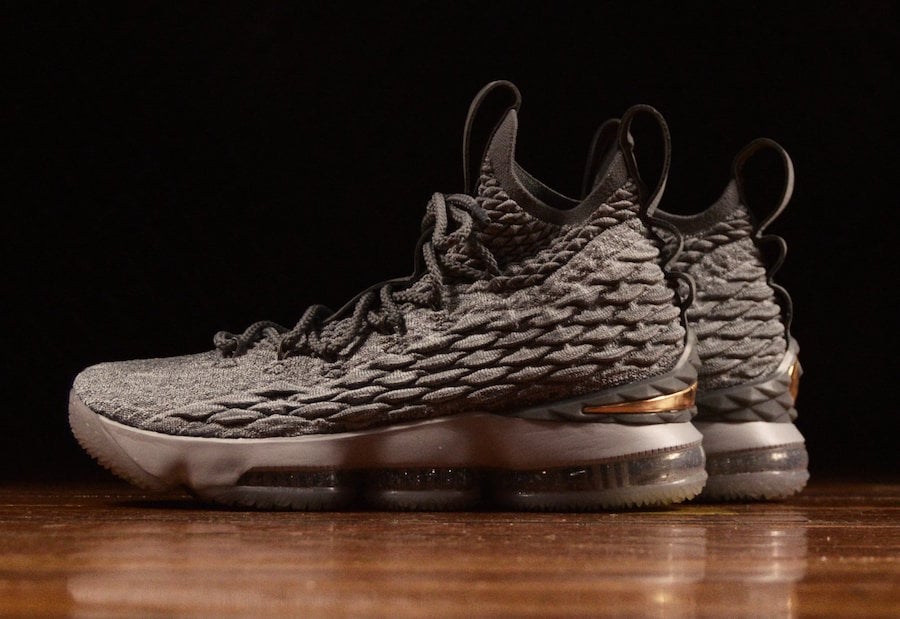 lebron 15 gray and gold