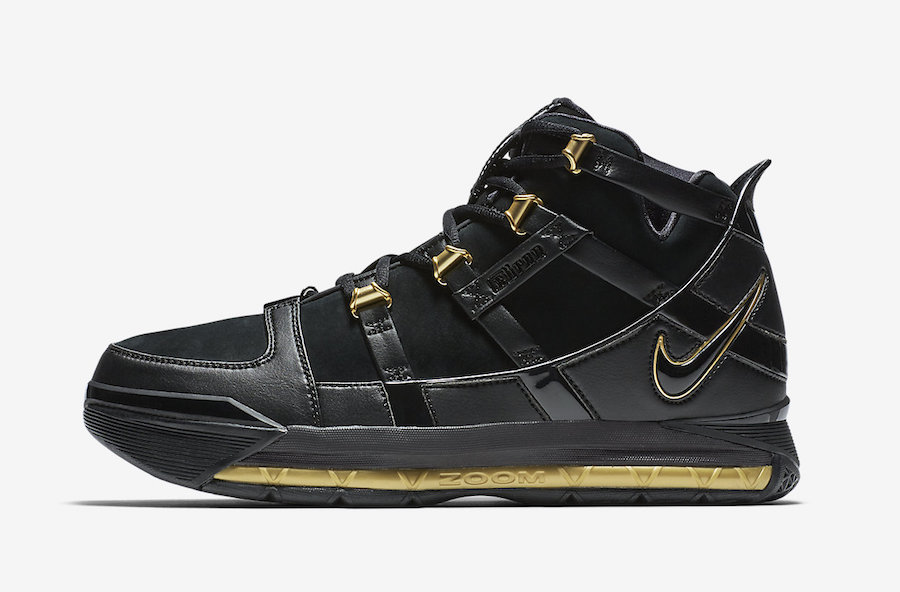 Nike LeBron 3 Black Metallic Gold AO2434-001 Release Date