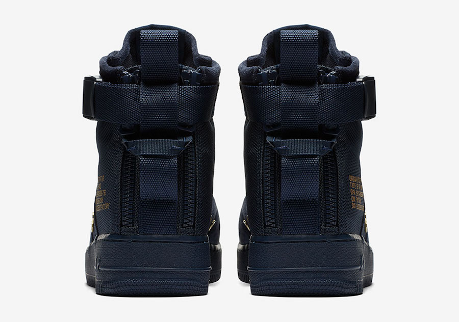 nike sf air force 1 mid obsidian metallic gold