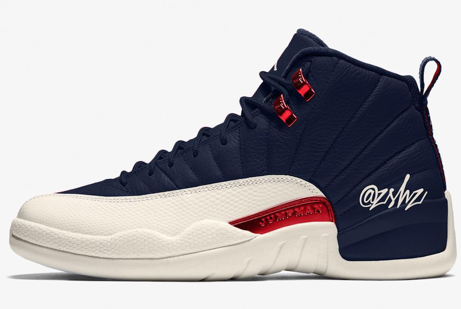 navy blue and red jordan 12s