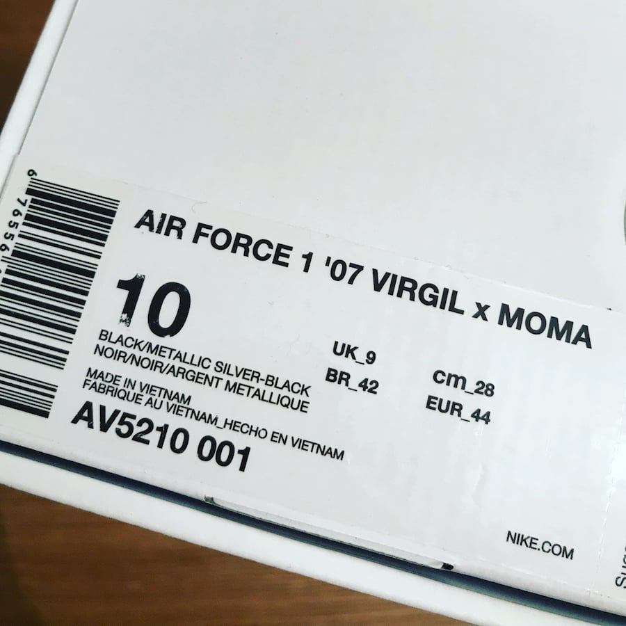 MoMa Virgil Nike Air Force 1 07 AV5210-001 Release Date