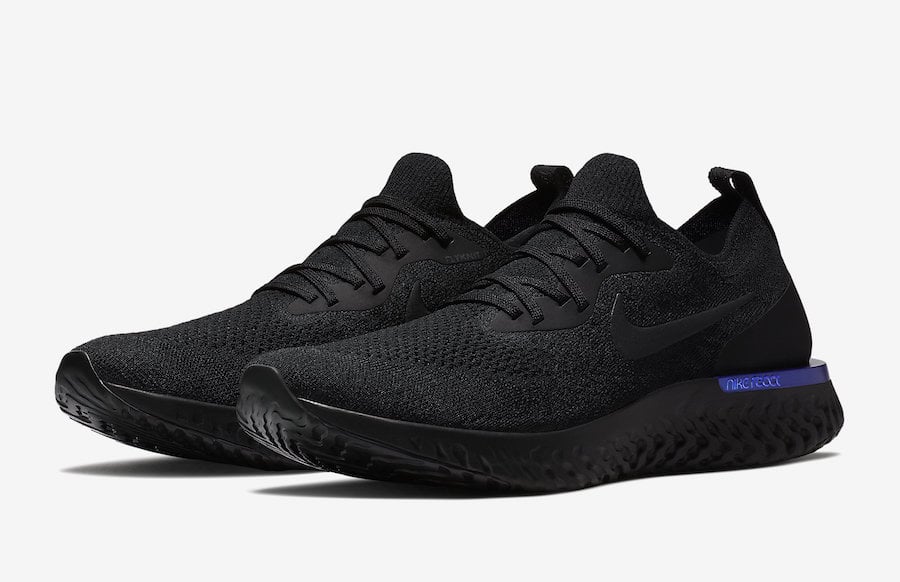 Nike Epic React Flyknit in Black and Racer Blue