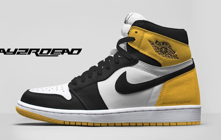 yellow black and white jordan 1