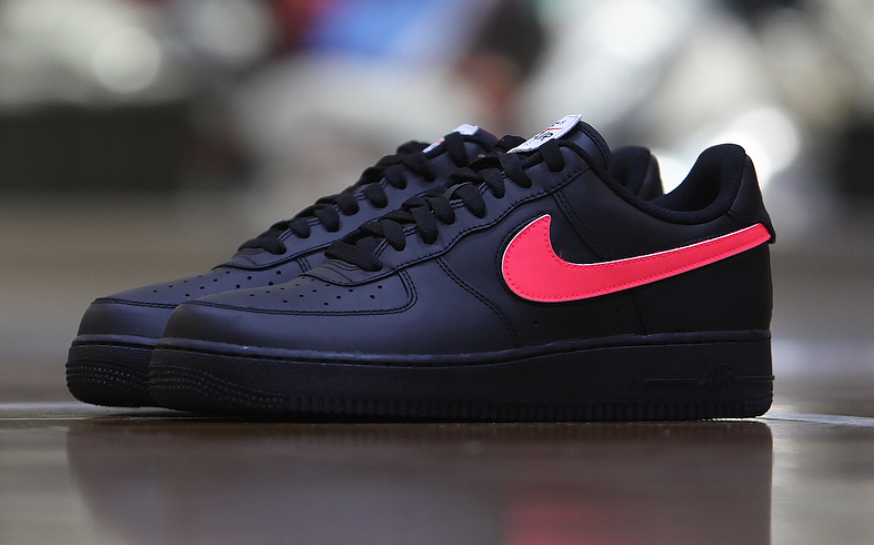 nike air force 1 black red swoosh