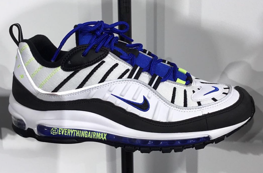 Nike Air Max 98 White Black Racer Blue Volt