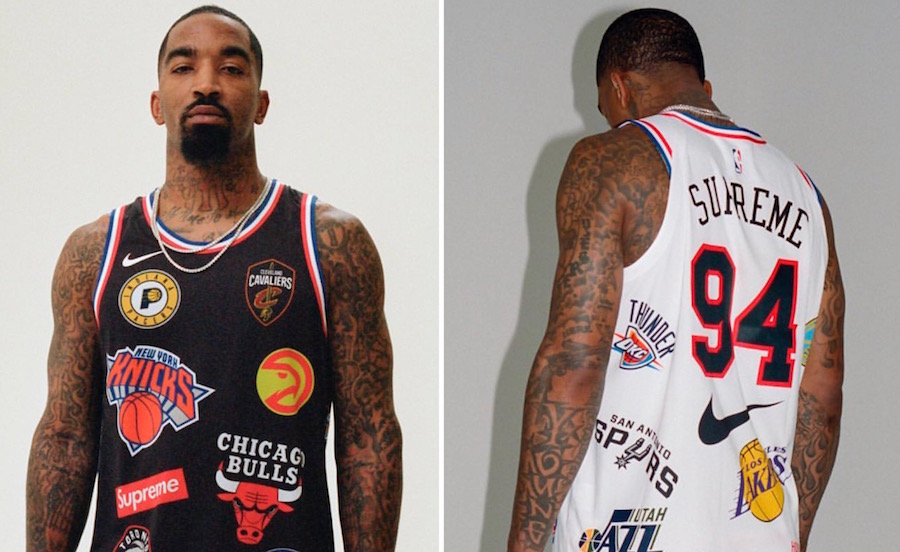 J.R. Smith Showcases Supreme x Nike x NBA Logo Jerseys