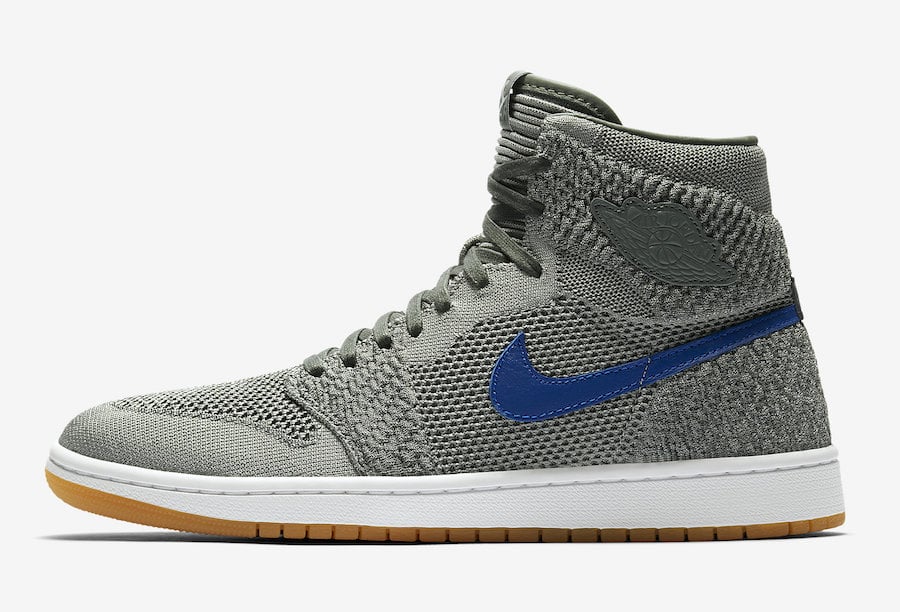 Air Jordan 1 Flyknit Clay Green White Hyper Cobalt Gum Yellow 919704-333