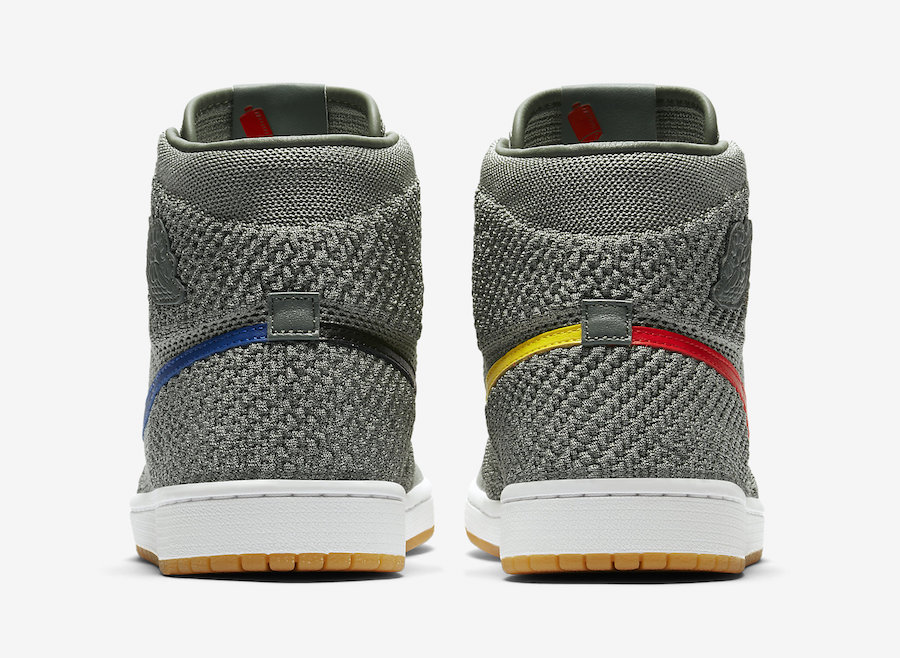 Air Jordan 1 Flyknit Clay Green White Hyper Cobalt Gum Yellow 919704-333