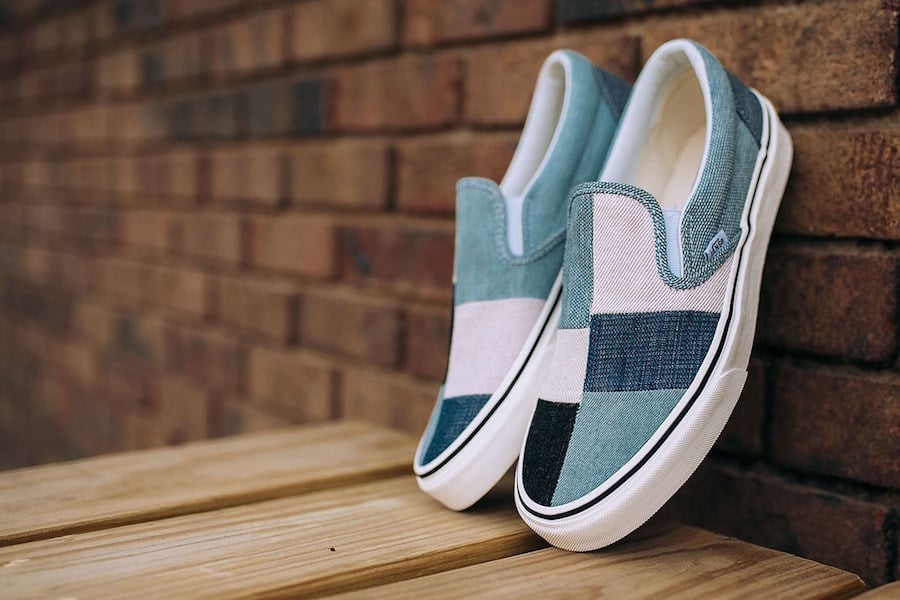 vans patchwork denim slip on