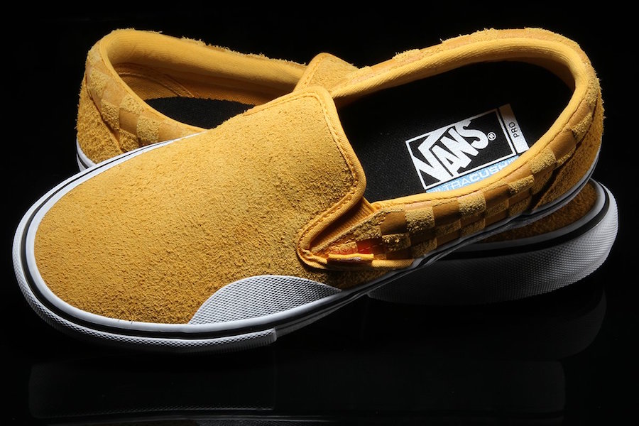 yellow suede vans slip on