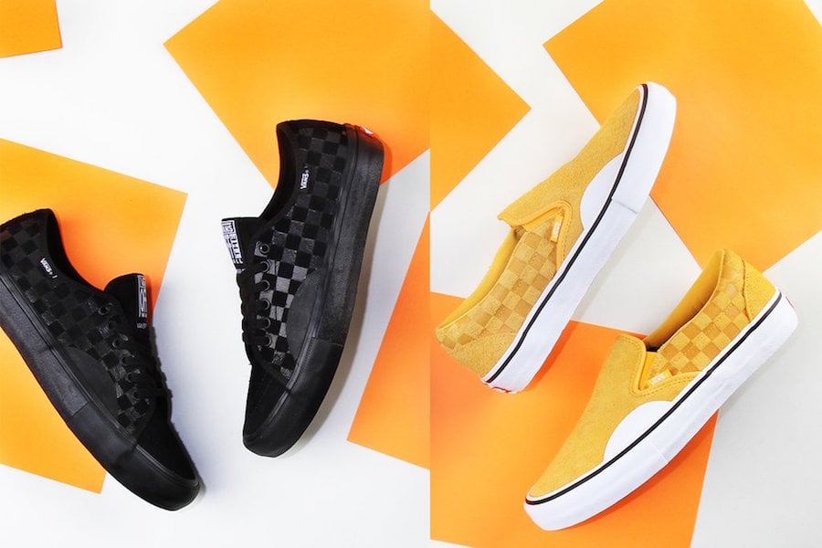 vans slip on pro hairy banana yellow checkerboard skate shoes