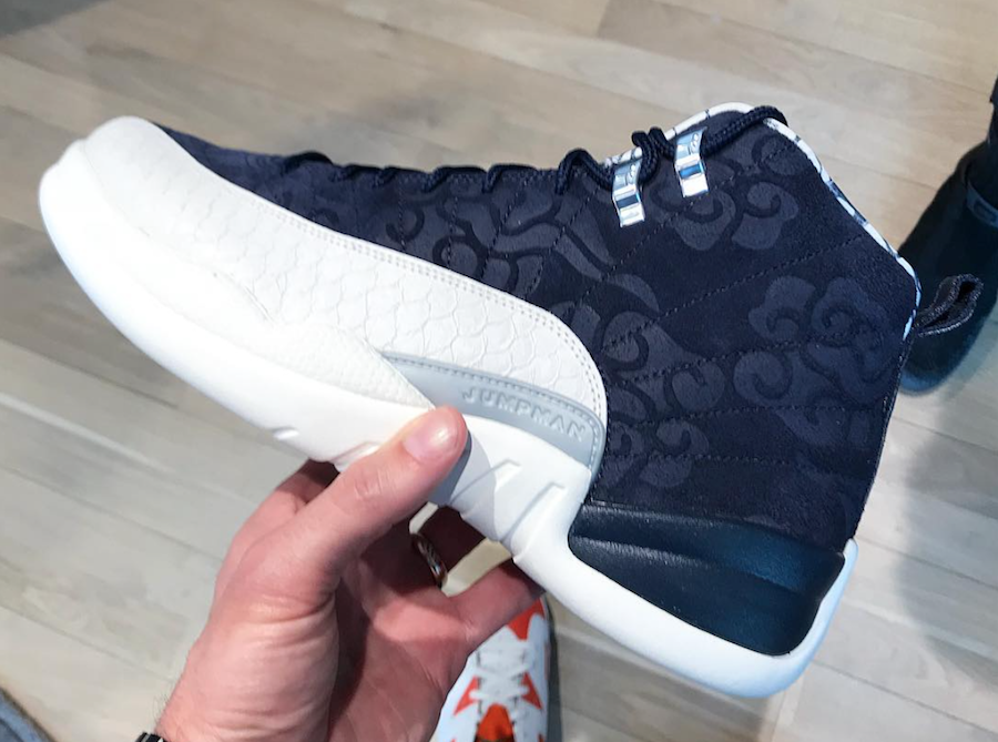 air jordan 12 navy blue and white