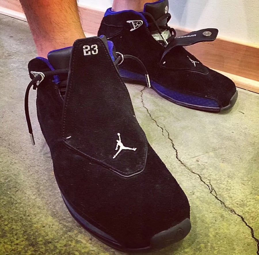 jordan 18 racer blue on feet