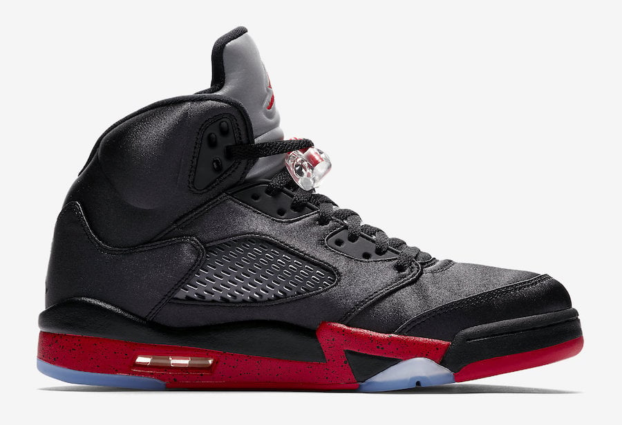 Air Jordan 5 Satin Bred Black University Red 136027-006