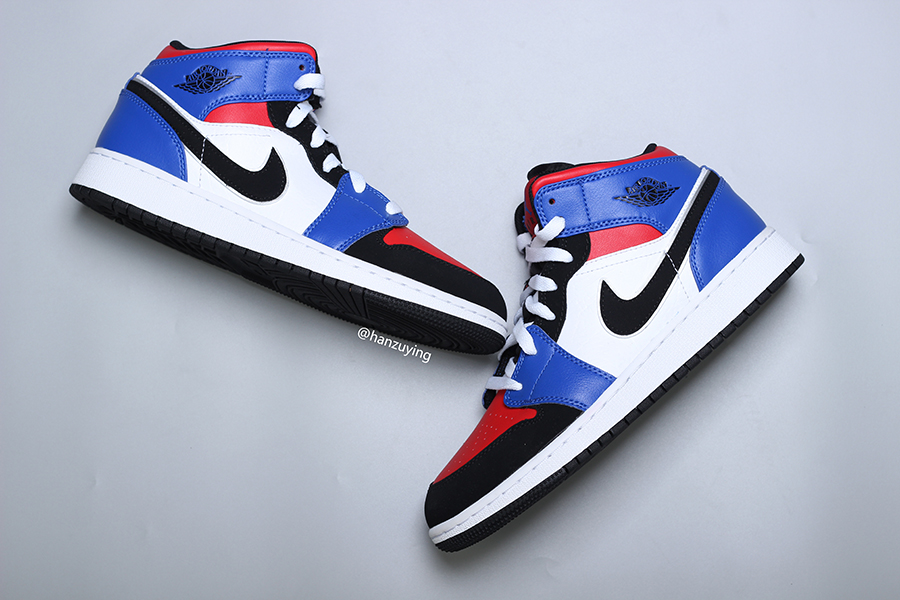 air jordan 1 mid top 3 blue red black white