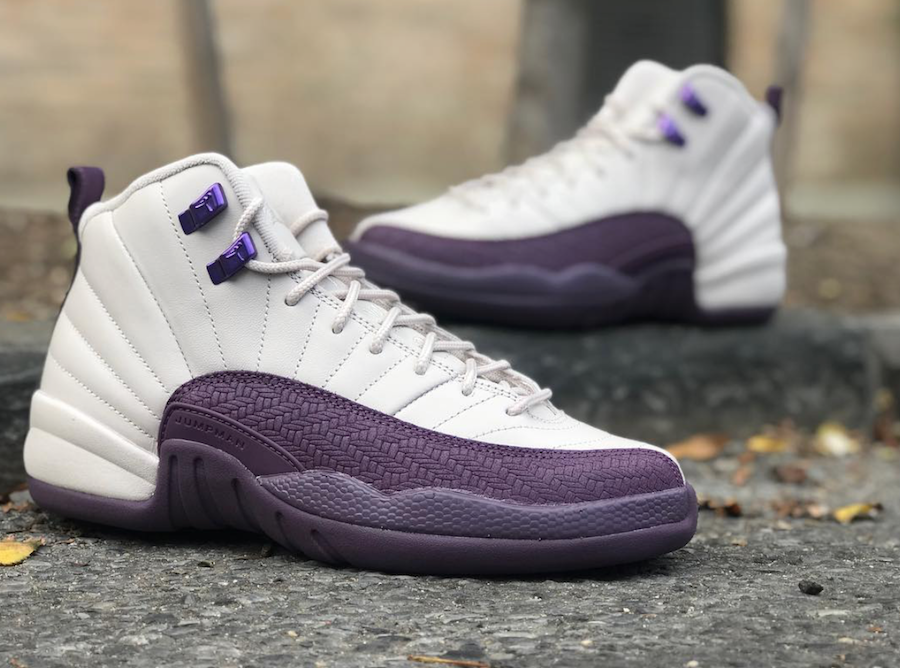 purple and cream jordans