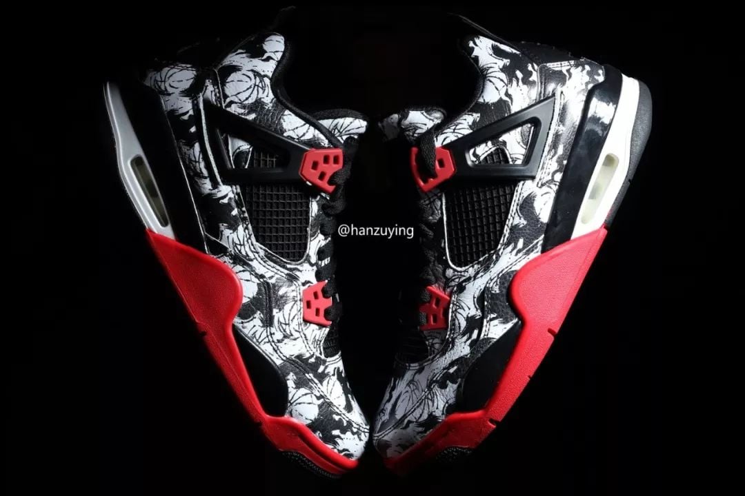 Air Jordan 4 Print White Black Red BV7451-003