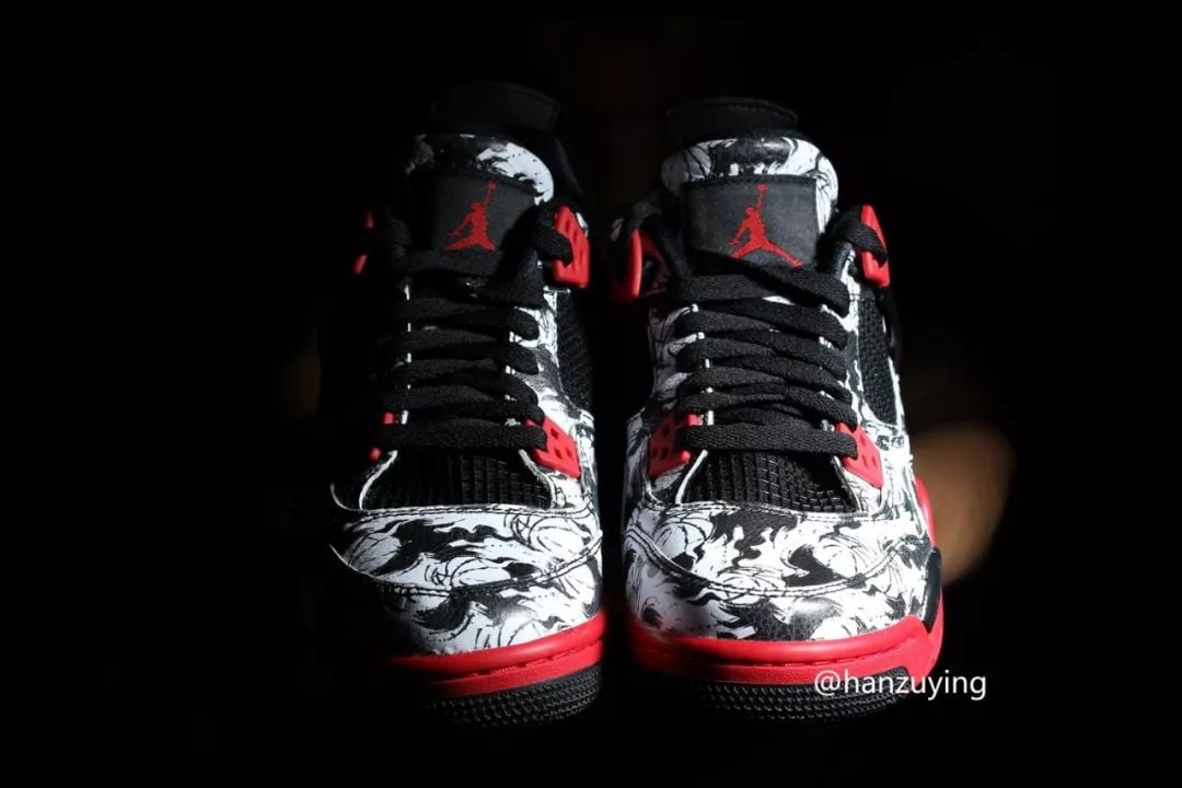 Air Jordan 4 Print White Black Red BV7451-003