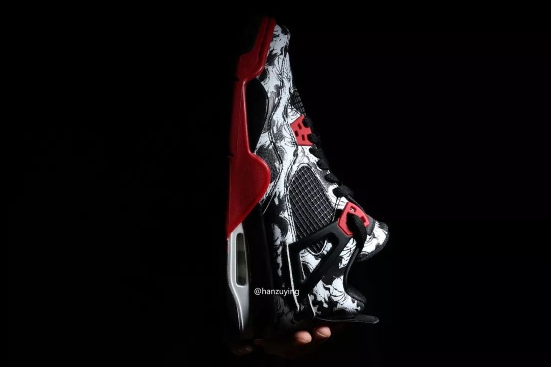 Air Jordan 4 Print White Black Red BV7451-003