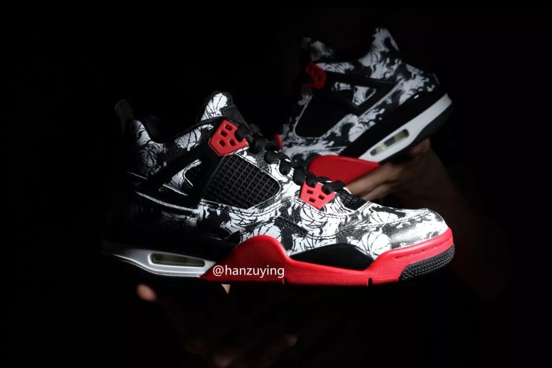 Air Jordan 4 Print White Black Red BV7451-003