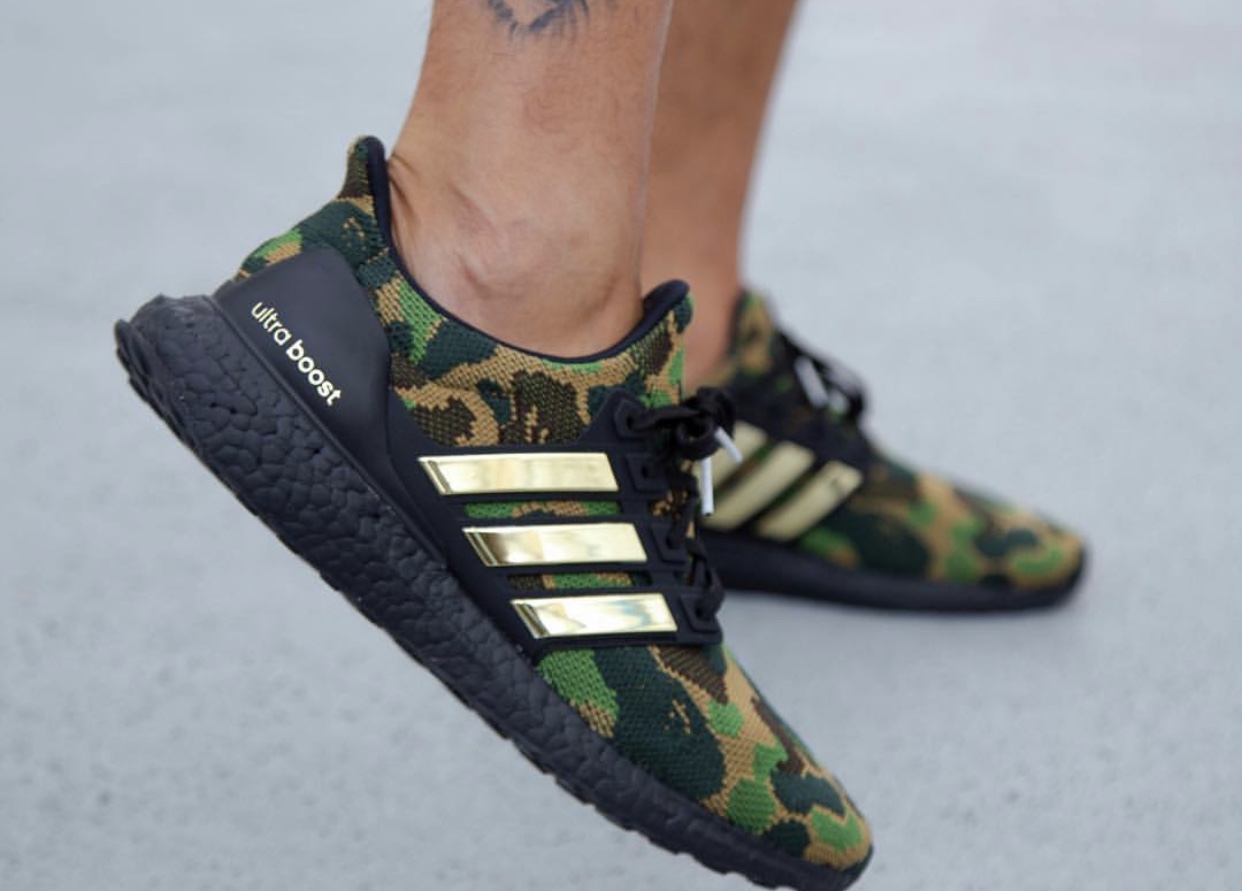 the bape x ultra boost green camo