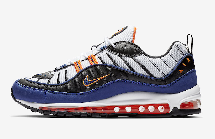 Nike Air Max 98 Knicks White Deep Royal Blue Total Orange Black CD1536-100