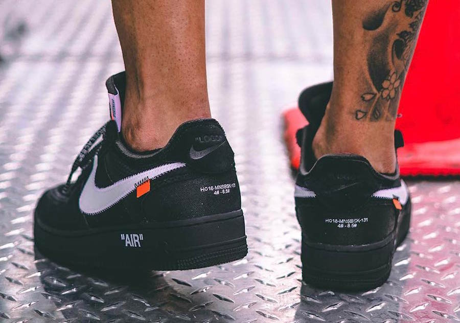 Off-White Nike Air Force 1 Low Black On Feet