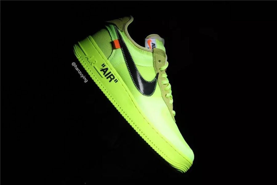 neon green off white air forces