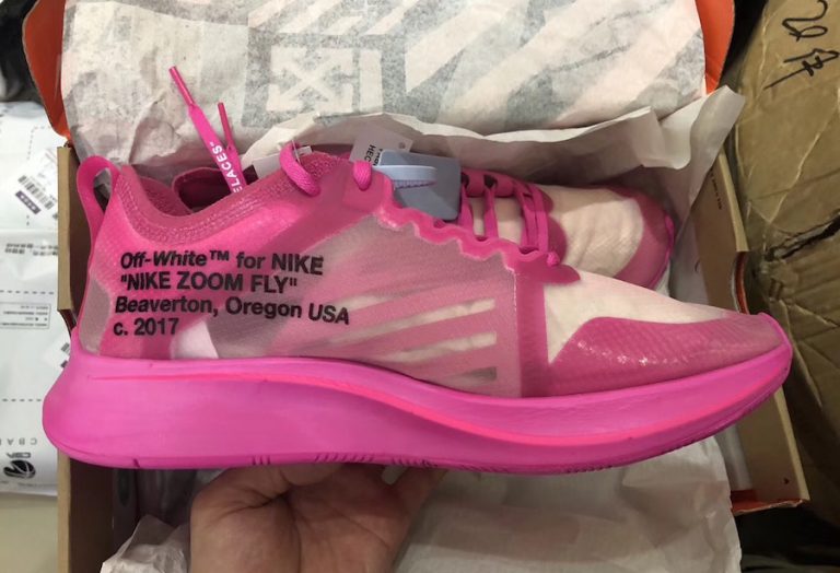 nike off white zoom fly pink