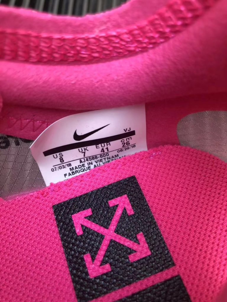 pink off white nike shoes