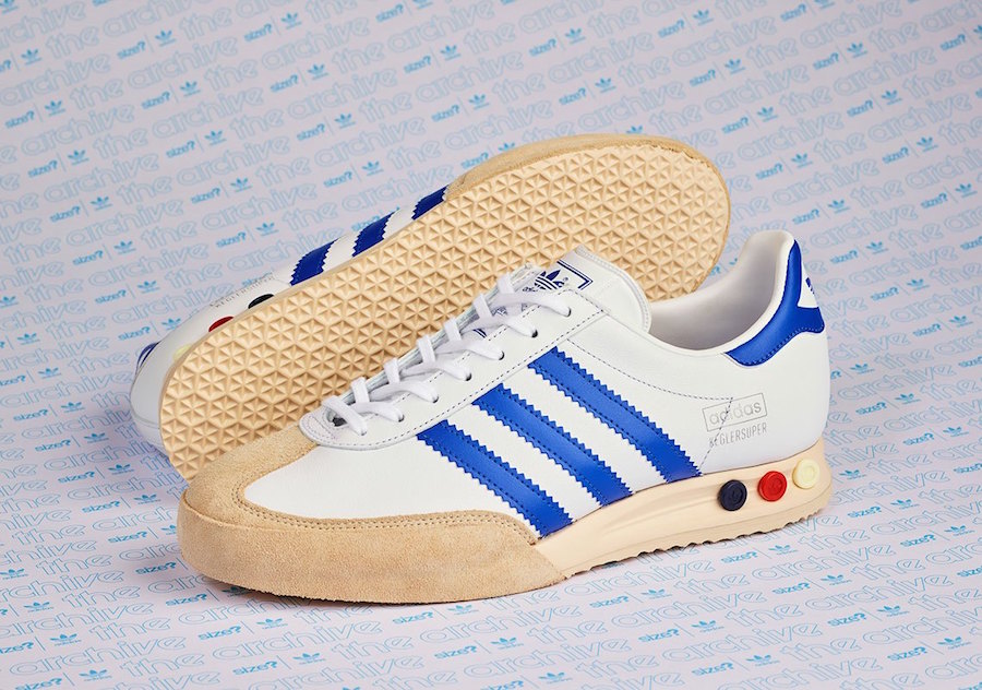 size? adidas Kegler Super White Blue Release Date