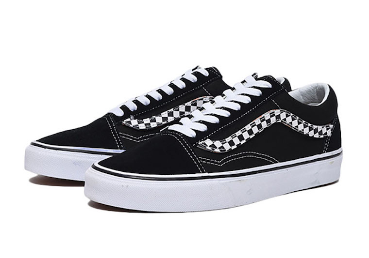 black and white striped vans