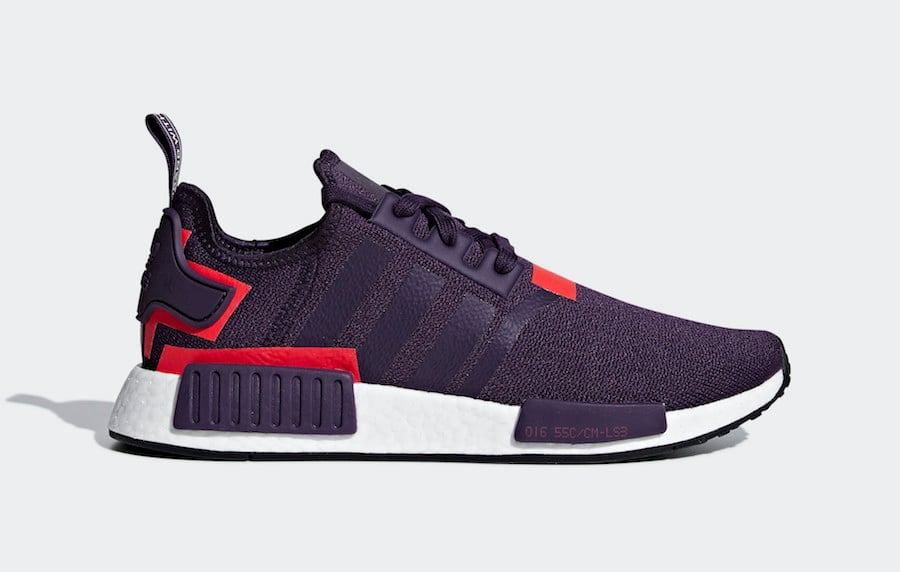adidas NMD R1 in Legend Purple and Shock Red