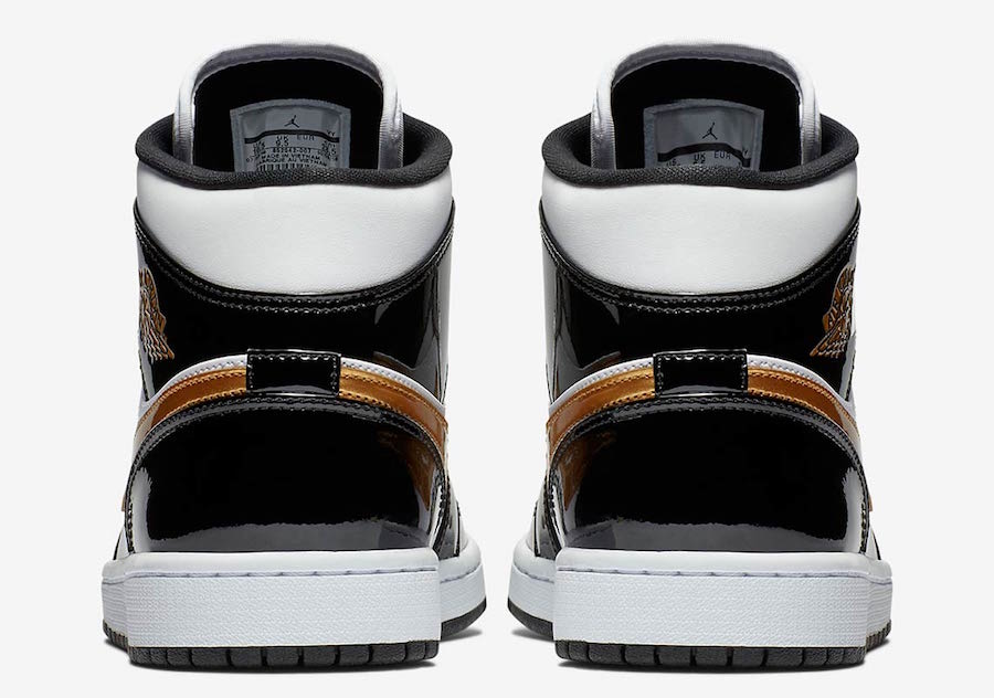 Air Jordan 1 Mid Patent Leather Black Gold 852542-007